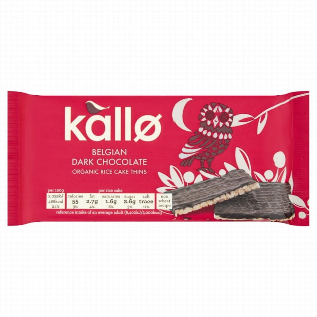 Kallo Organic Rice Cake Thins Belgian Dark Chocolate 90G