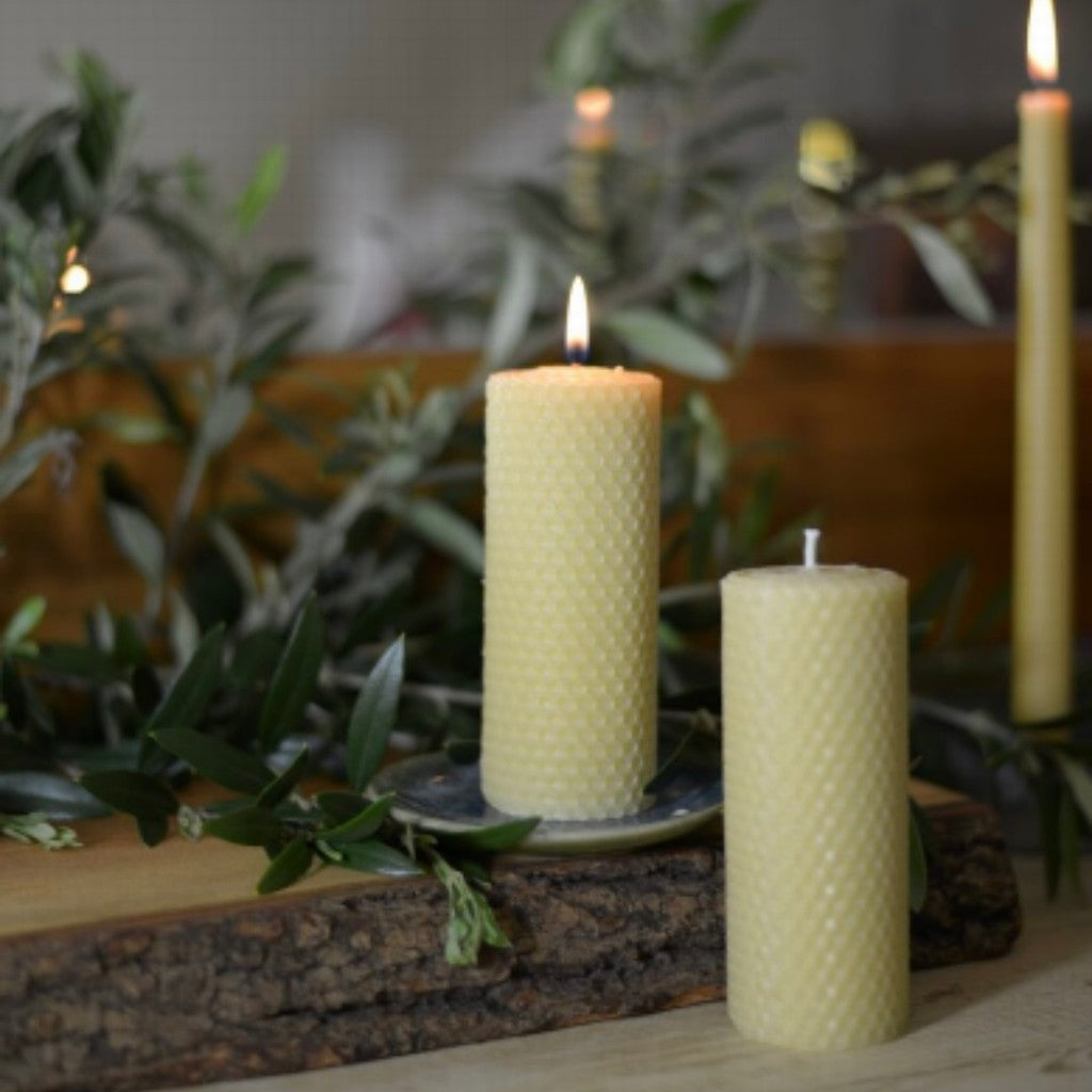 Beeswax Rolled Pillars Pair