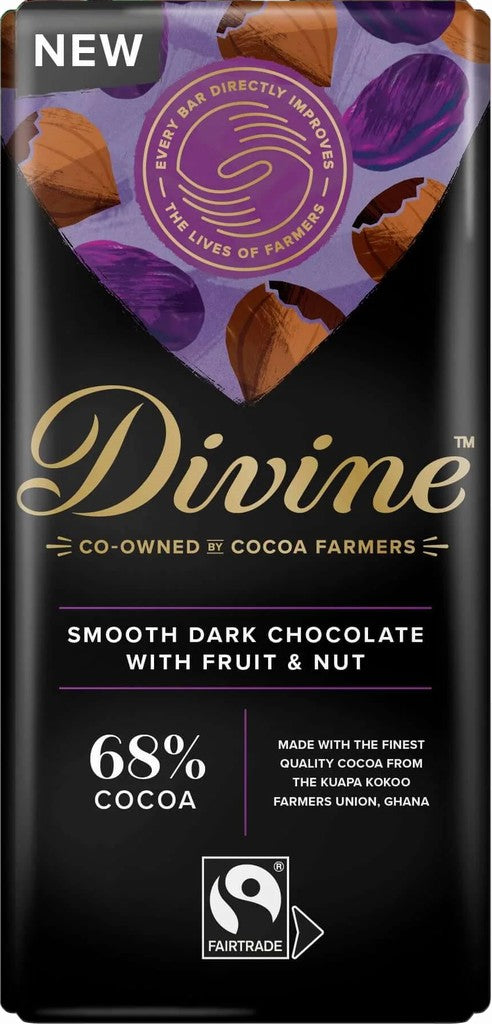 Divine 68% Dark Chocolate with Fruit and Nut 90g