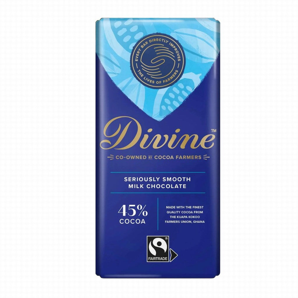 Divine Fairtrade High Cocoa 45% Milk Chocolate Bar 90g