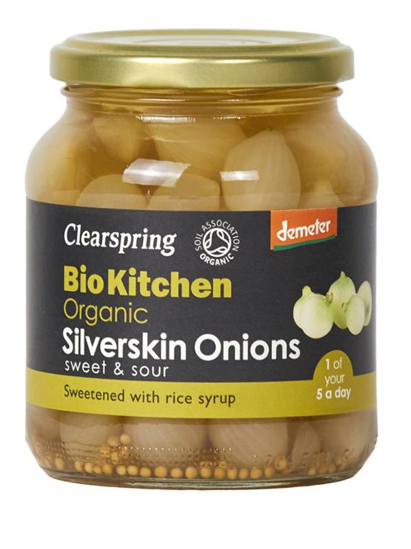 Clearspring Silverskin Onions Jar 340g - Earthfare Supermarket - 5021554004294