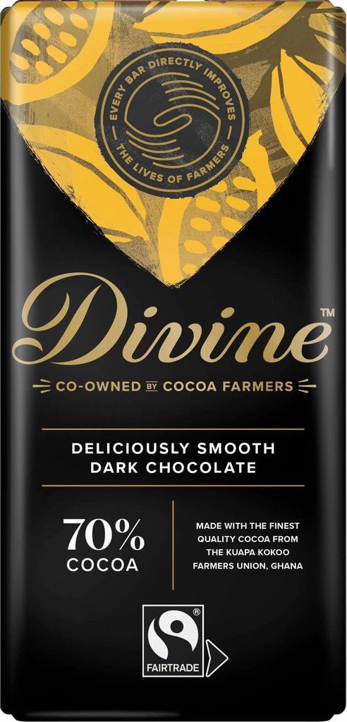 Divine Vegan Fairtrade 70% Dark Chocolate 90g - Earthfare Supermarket - 5017397001942
