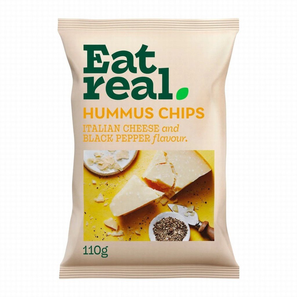 Eat Real Hummus Chips Italian Cheese & Black Pepper 110g - Earthfare Supermarket - 5060878780881