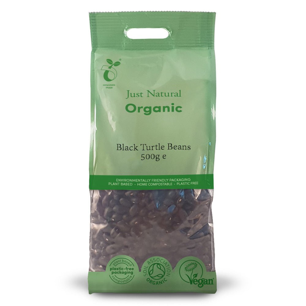 Just Natural Organic Black Turtle Beans 500G - Earthfare Supermarket - 5060338032963