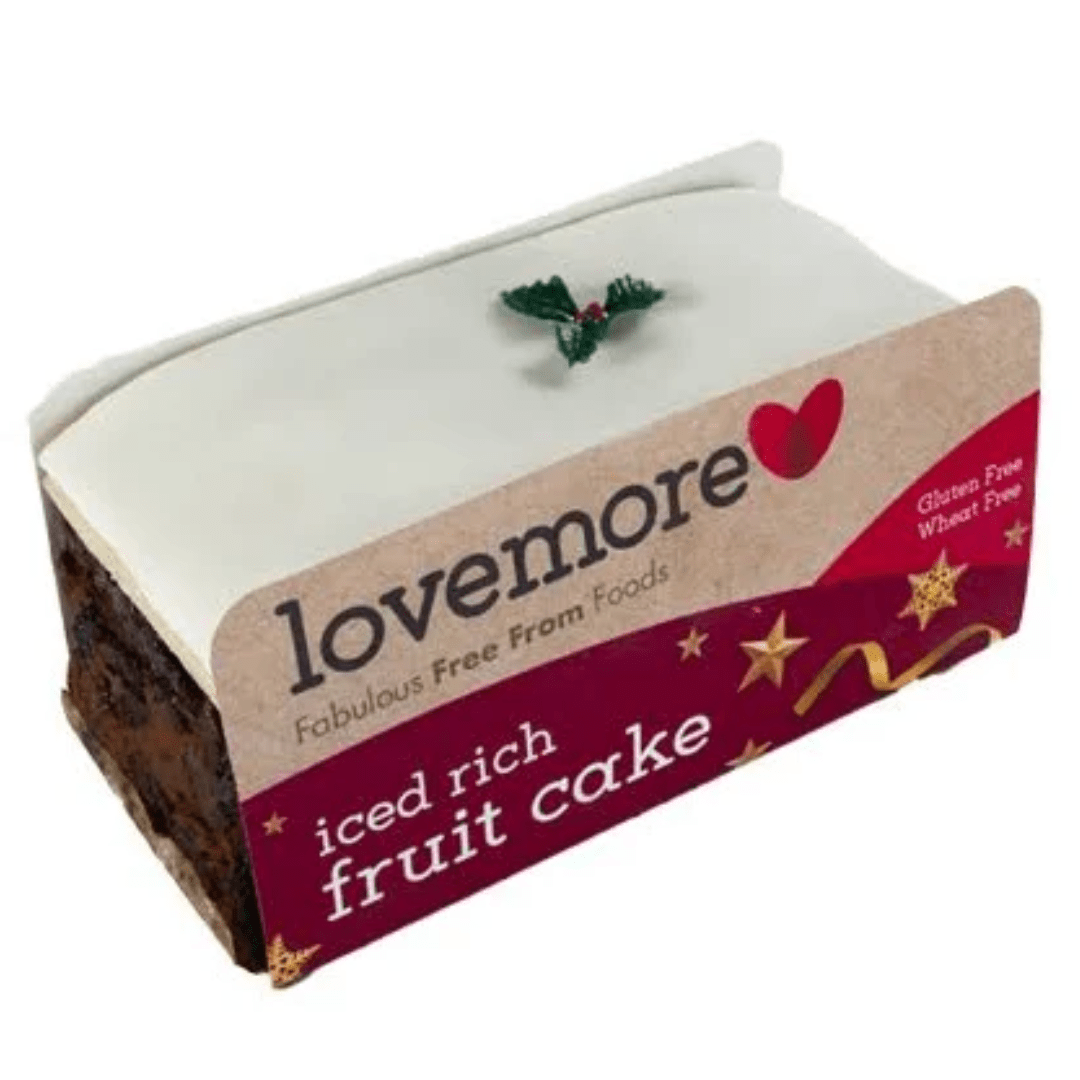 Lovemore Gluten Free Iced Rich Fruit Cake 330g - Earthfare Supermarket - 5051777000392