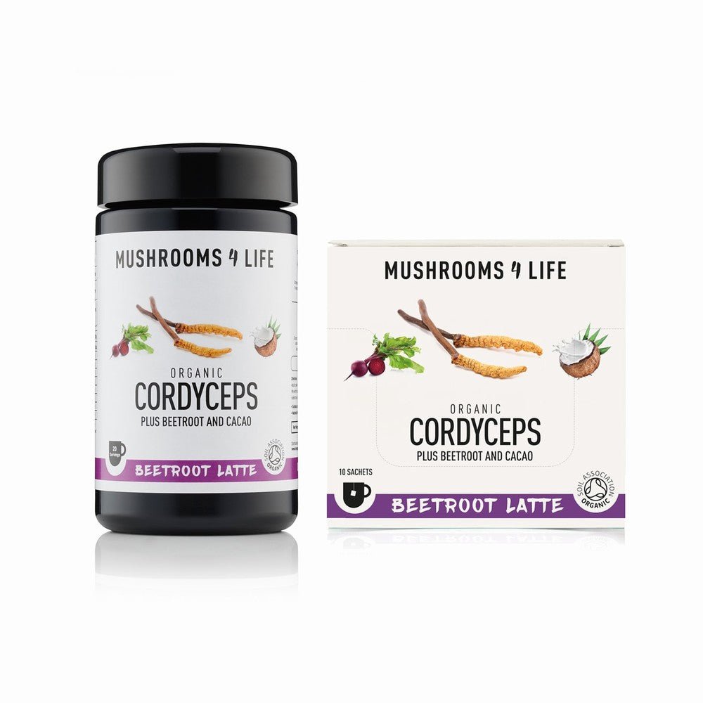 Mushrooms 4 Life Organic Cordyceps Beetroot Latte Jar - Earthfare Supermarket - 0634158970139