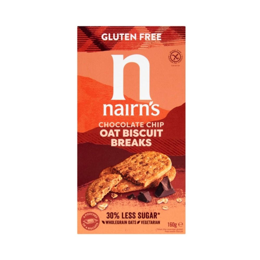 Nairns GF Biscuit Break Oats & Chocolate Chip Breaks 160G - Earthfare Supermarket - 612322030087