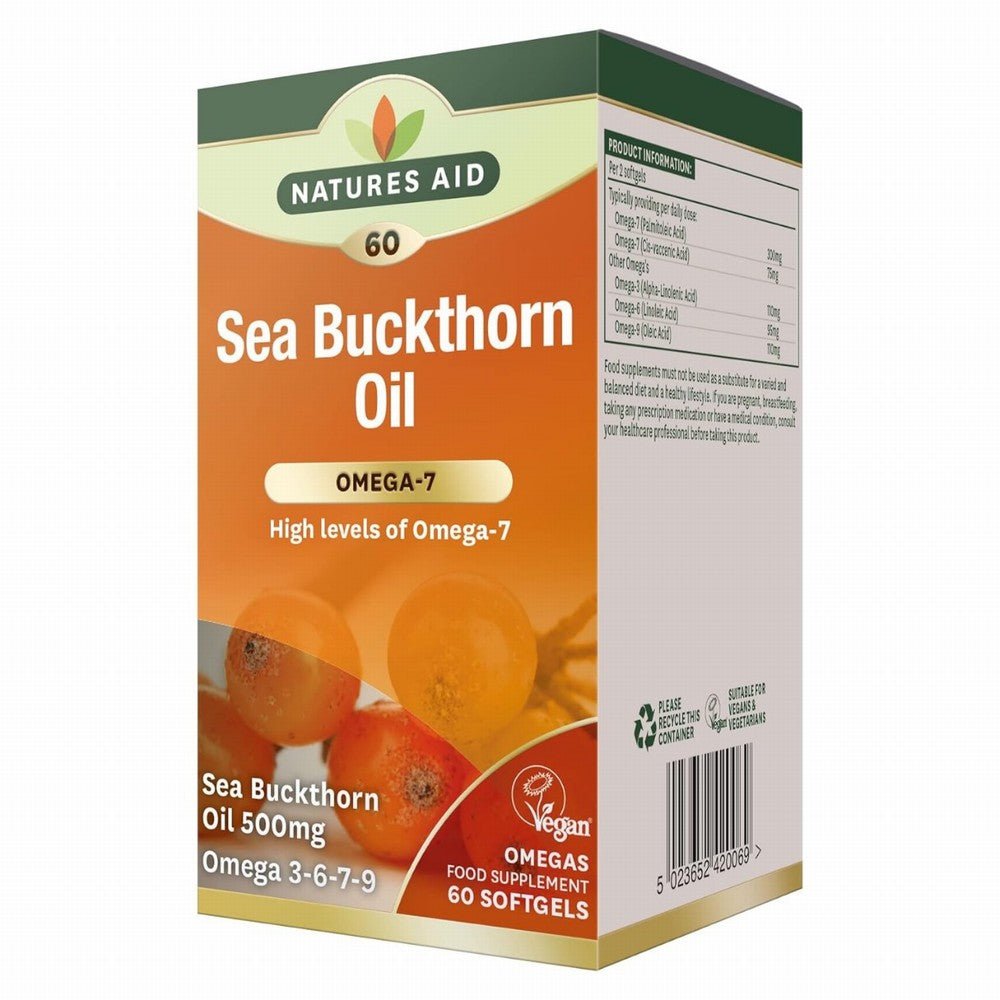 Natures Aid Omega 7 Vegan Sea Buckthorn - Earthfare Supermarket - 5023652420069