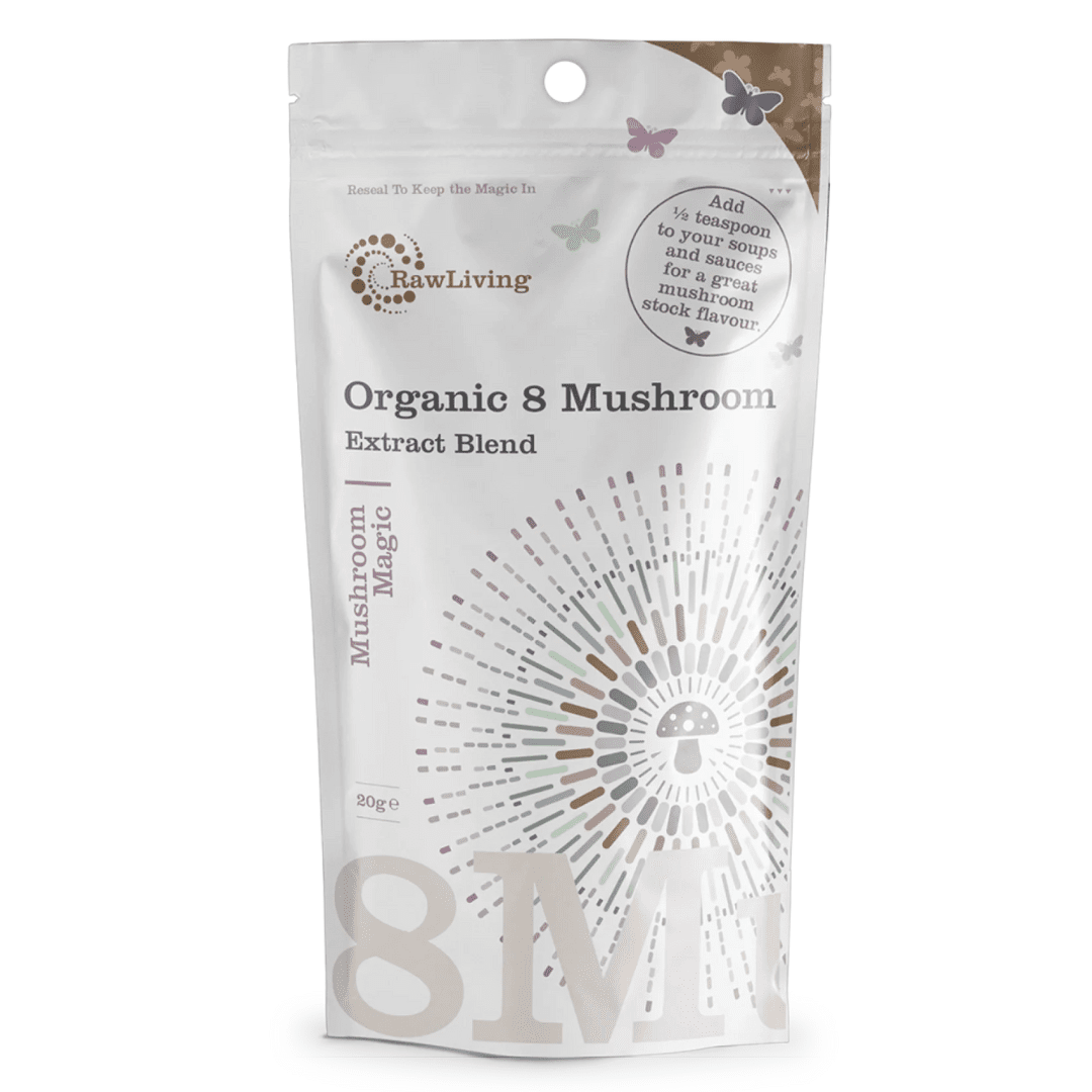 Raw Living 8 Mushroom Extract Powder 20g - Earthfare Supermarket - 5060116157055