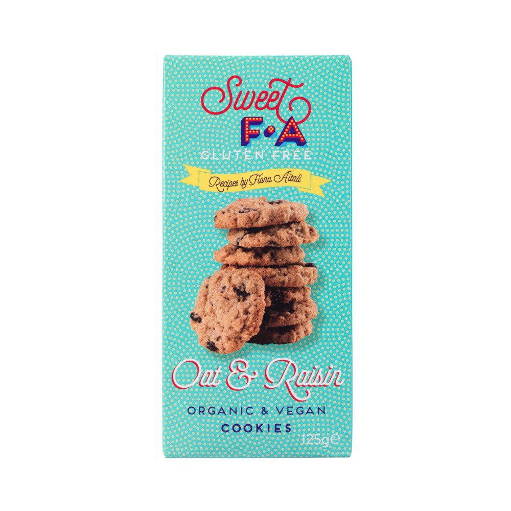 Sweet FA Organic GF Vegan Oat & Raisin Cookies 125G - Earthfare Supermarket - 5060027071785