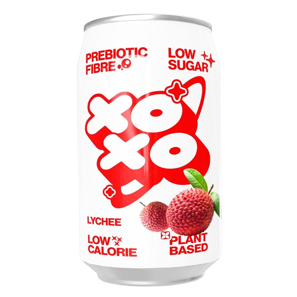 XOXO Prebiotic Sparkling Lychee Soda 330ml - Earthfare Supermarket - 5065015569633