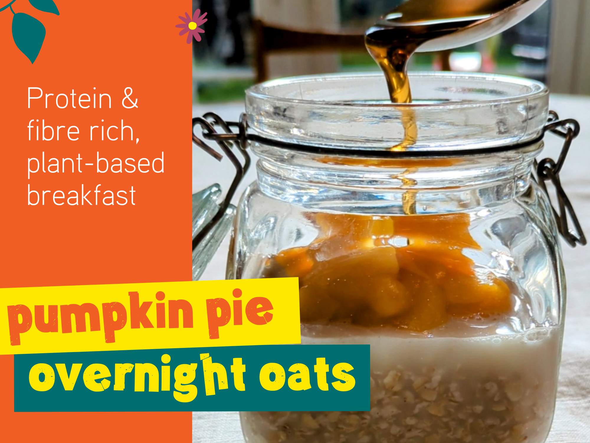 Pumpkin pie overnight oats recipe blog banner