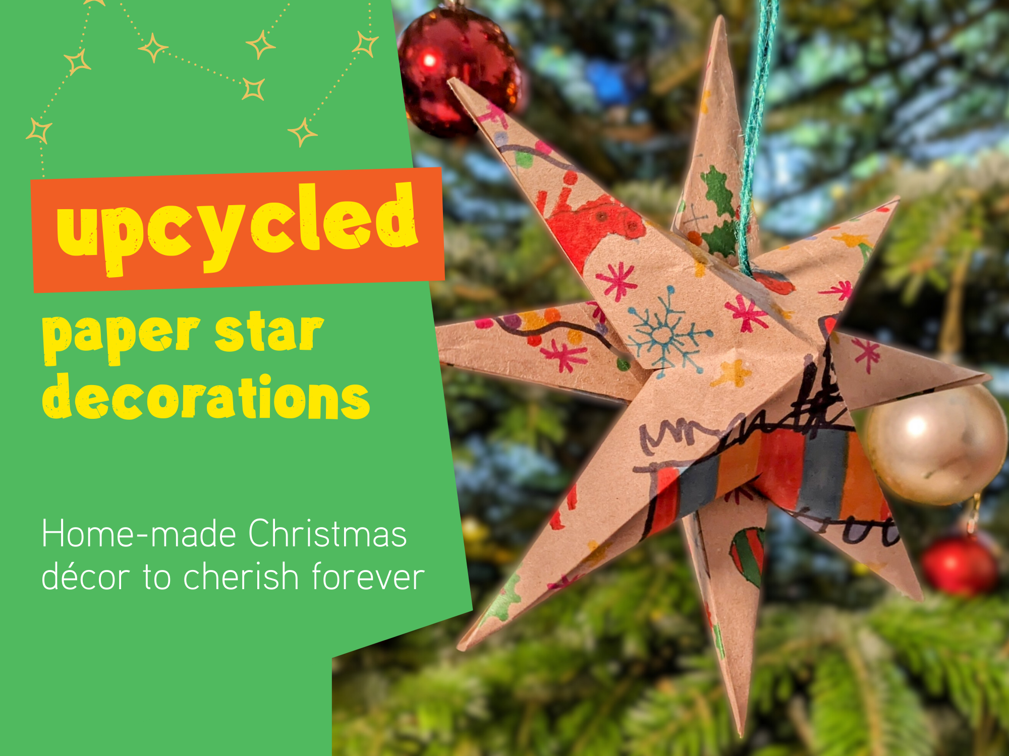 Upcycled Paper Star Decorations | Kids Christmas Activity - Earthfare Supermarket