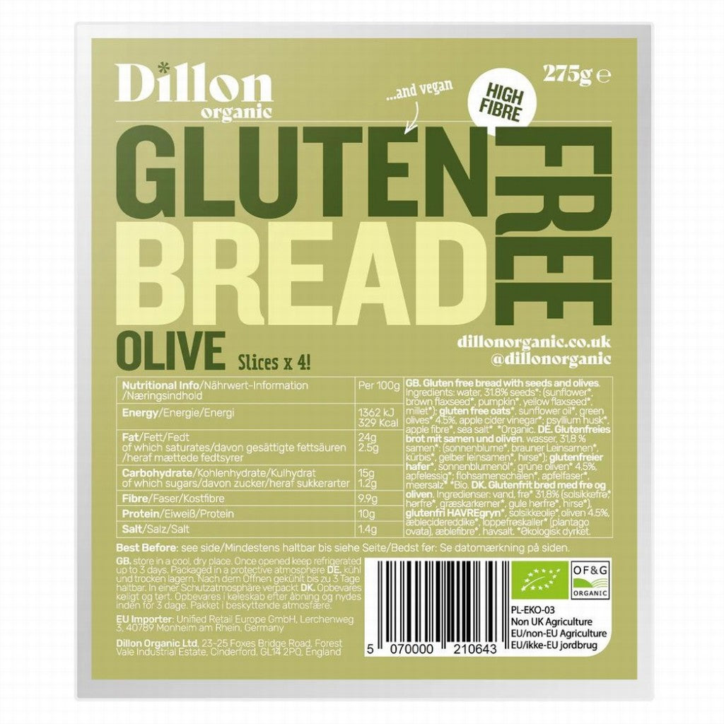 Dillon Organic Gluten Free Olive Bread