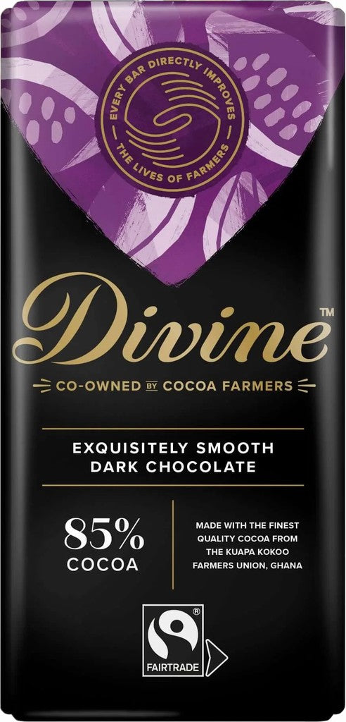 Divine Vegan 85% Dark Fairtrade Chocolate 90g
