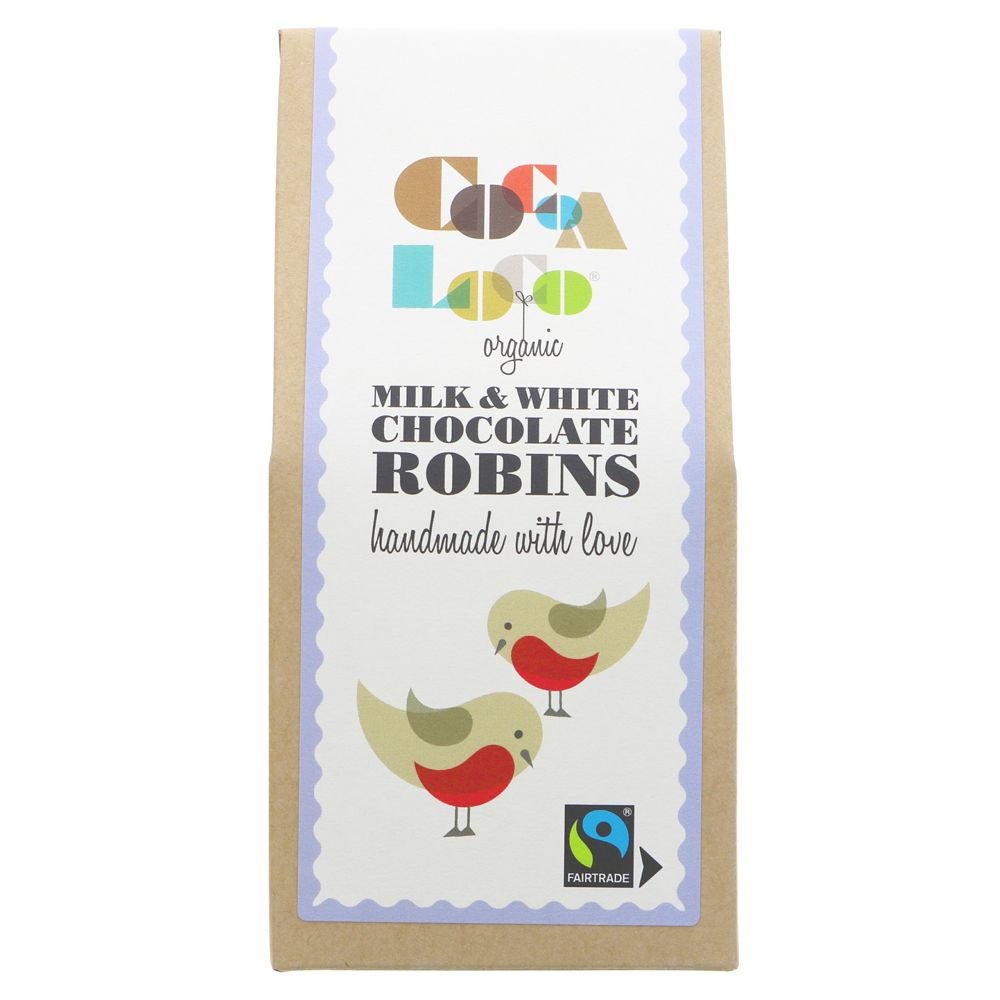 Cocoa Loco Milk & White Chocolate Robins 100g