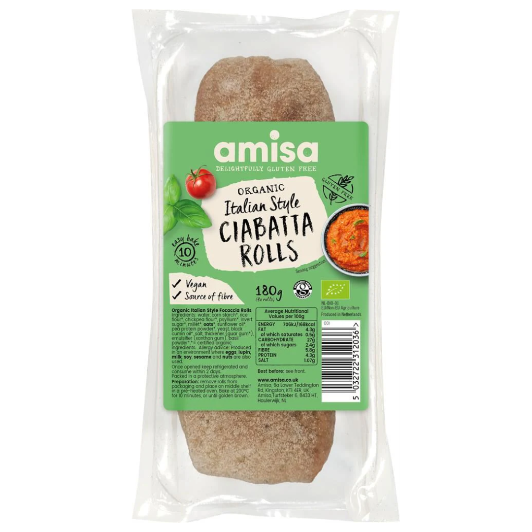 Amisa Organic Italian Style Ciabatta Rolls