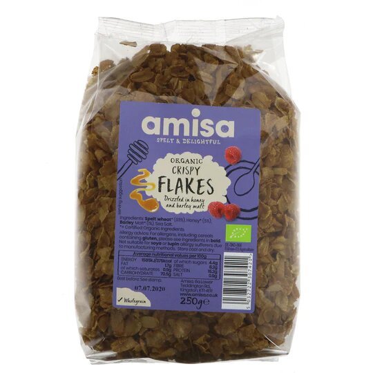 Amisa Organic Crispy Spelt Flakes - Earthfare Supermarket - 5032722307421