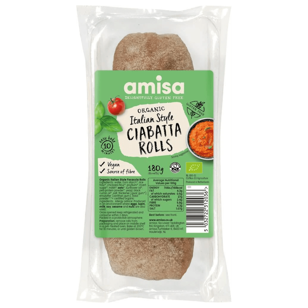 Amisa Organic Italian Style Ciabatta Rolls - Earthfare Supermarket - 5032722320017