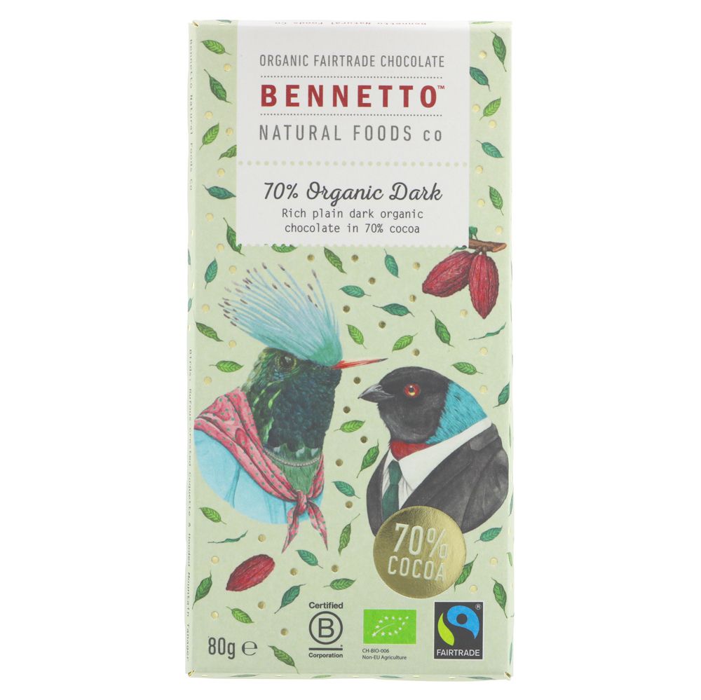 Bennetto 70% Dark Chocolate 80g - Earthfare Supermarket - 9421903370723