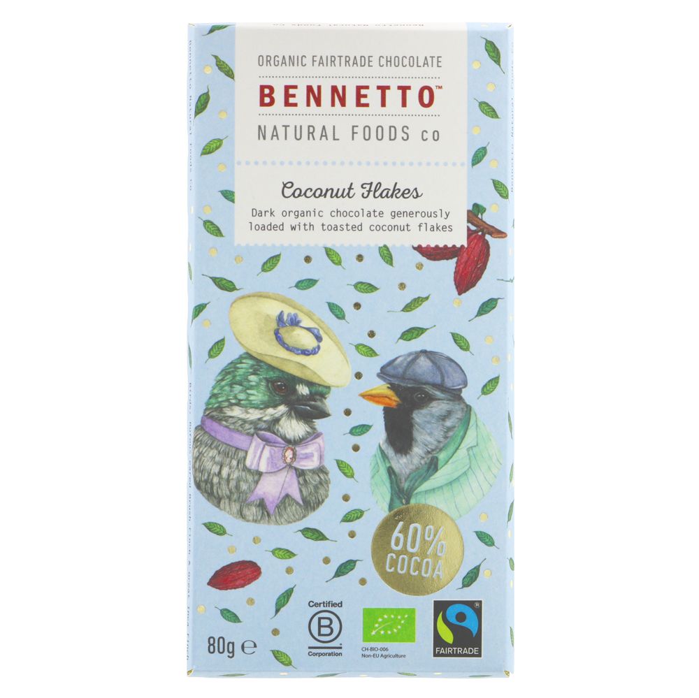 Bennetto Coconut Flake Chocolate 80g - Earthfare Supermarket - 9421903370716