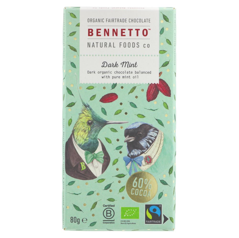 Bennetto Dark Mint Chocolate 80g - Earthfare Supermarket - 9421903370693