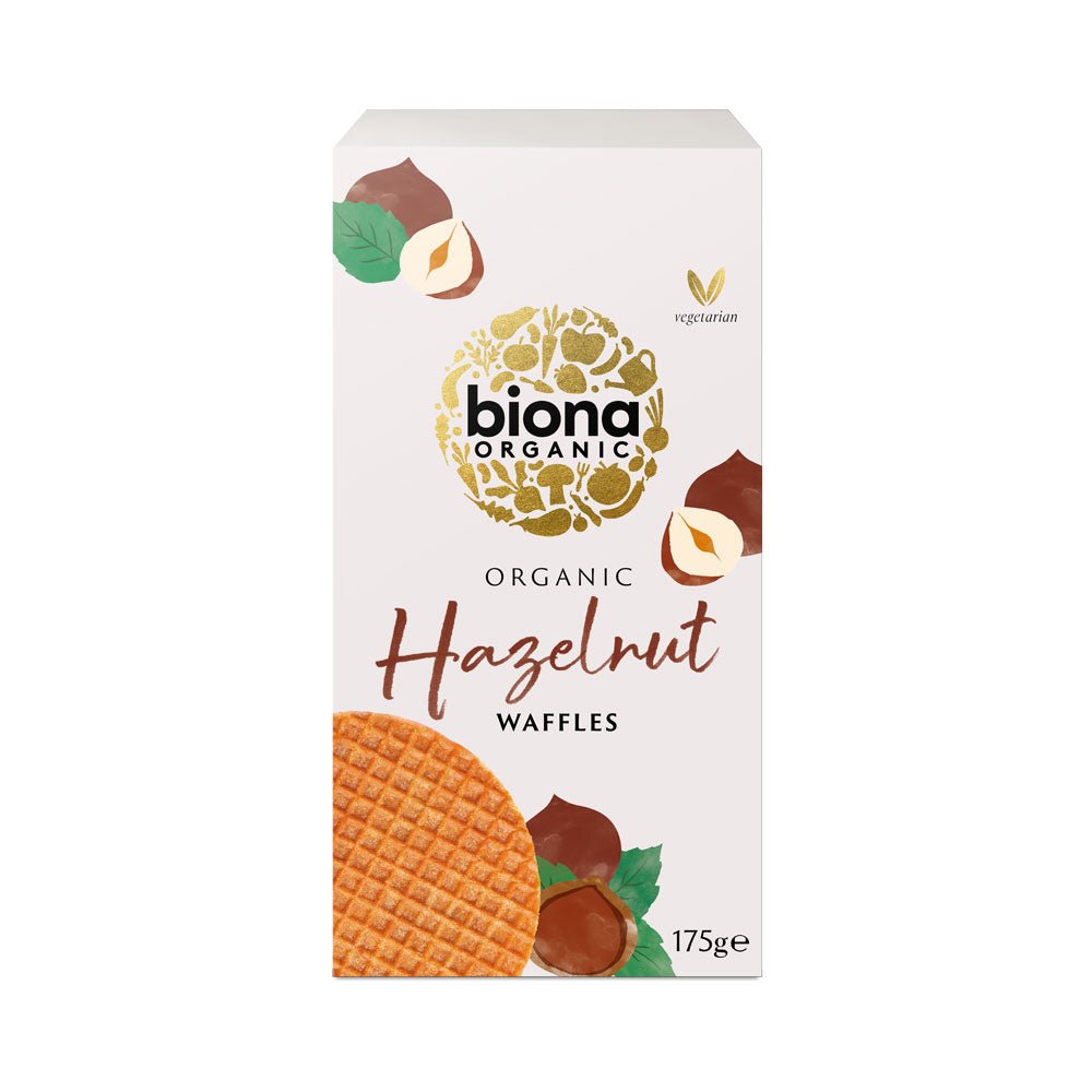 Biona Organic Hazelnut Syrup Waffles 175G - Earthfare Supermarket - 5032722313569