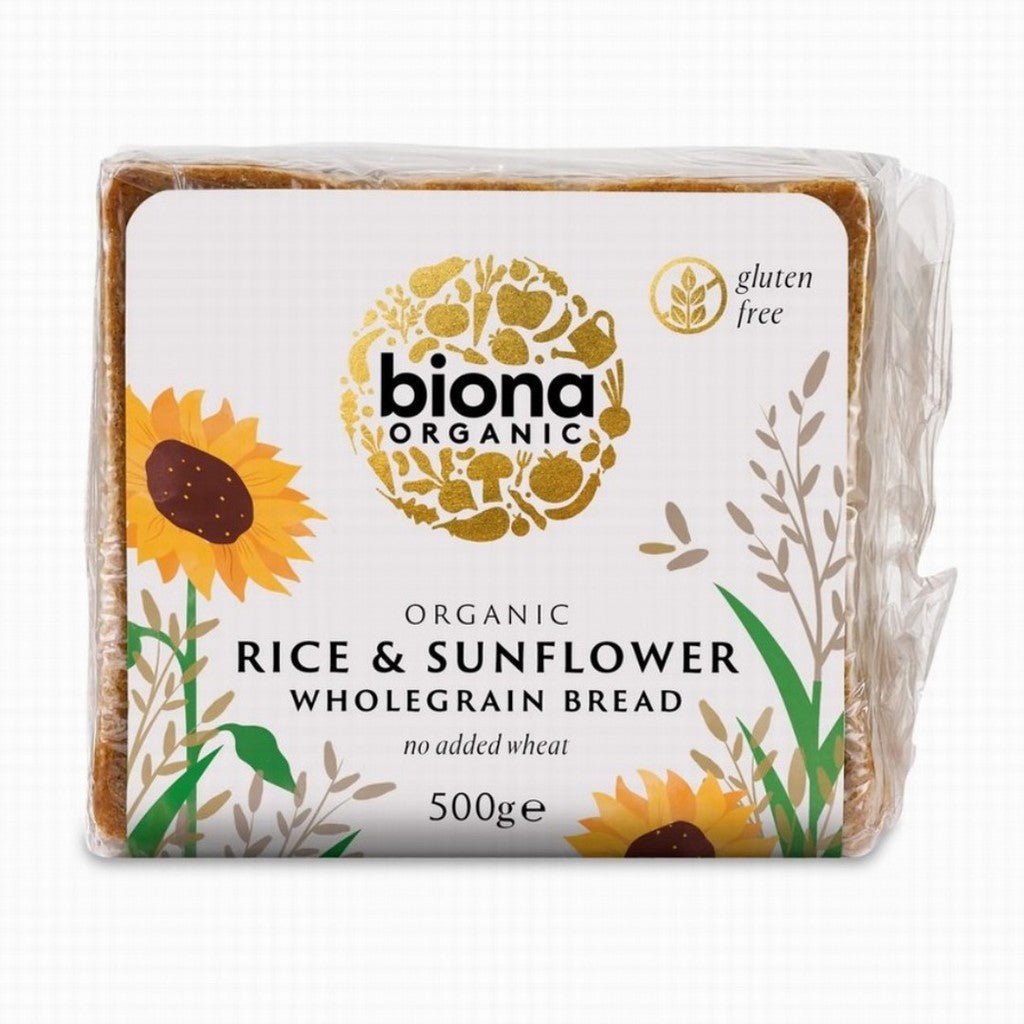 Biona Organic Rice & Sunflower Wholegrain Bread 500g - Earthfare Supermarket - 5032722306448