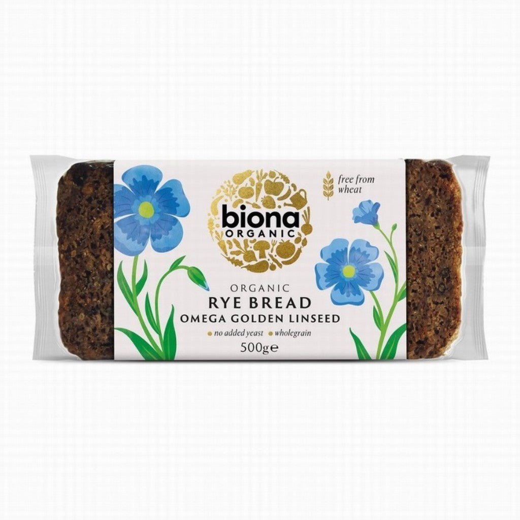 Biona Organic Rye Omega Golden Linseed Bread 500g - Earthfare Supermarket - 5032722303607