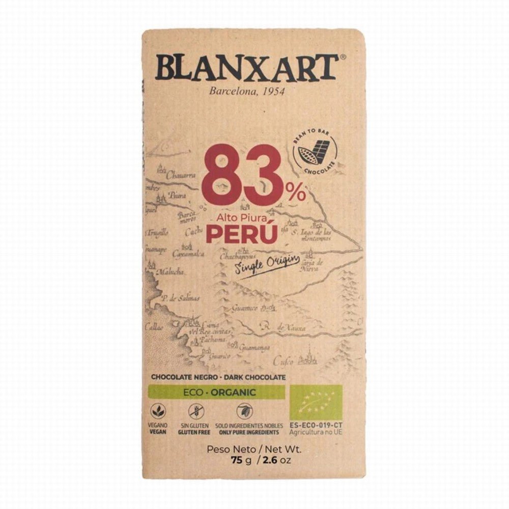 Blanxart Vegan Chocolate Bar 83% Peru - Earthfare Supermarket - 8436006832475