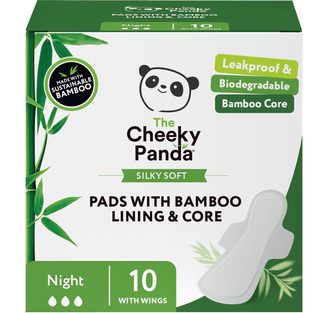 Cheeky Panda Biodegradable Bamboo Liner Core Night Pads - Earthfare Supermarket - 5060561631544