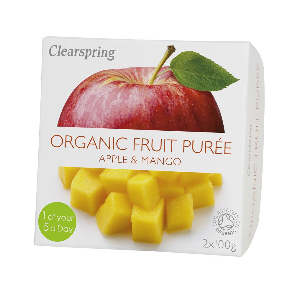 Clearspring Org.Apple & Mango Fruit Puree 2 x 100g - Earthfare Supermarket - 5021554986768
