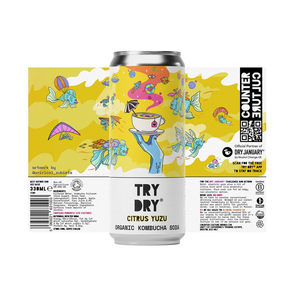 Counter Culture Drinks Try Dry Citrus Yuzu Kombucha - Earthfare Supermarket - 5065021631003