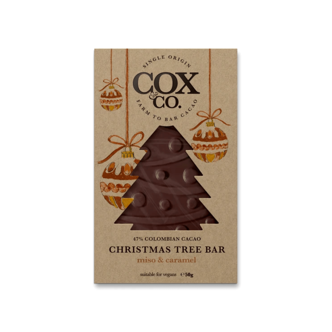 Cox & Co Christmas Tree Miso Caramel Mini Bar 50g - Earthfare Supermarket - 5060748323361