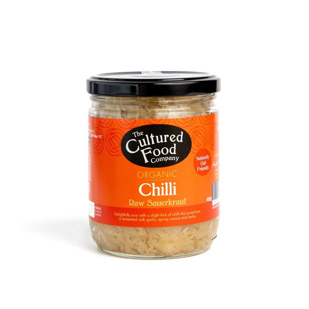 Cultured Food Co Organic Chilli Sauerkraut 400ml - Earthfare Supermarket - 5392000096271