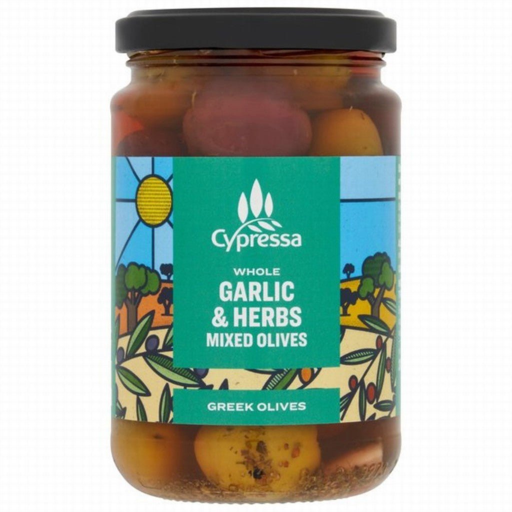 Cypressa Greek Olives + Herbs & Garlic - Earthfare Supermarket - 5000362000347