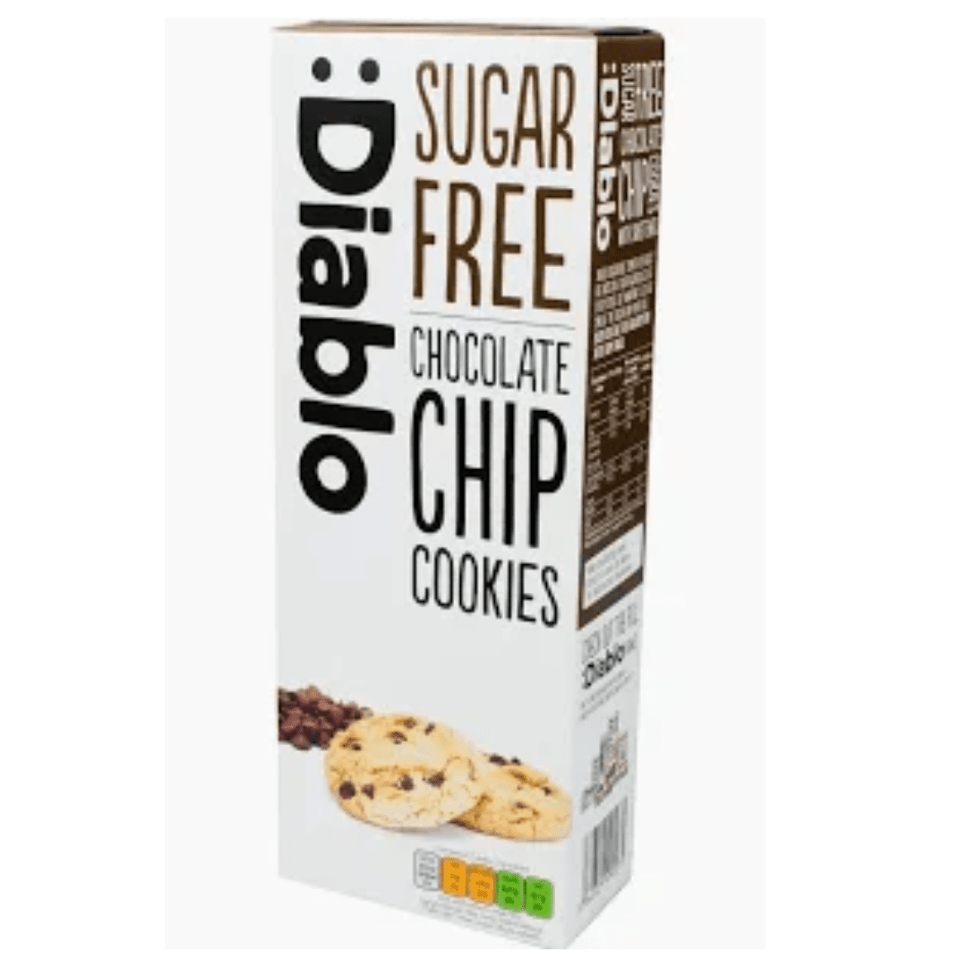 Diablo Sugar Free Choc Chip Cookies 135G - Earthfare Supermarket - 5060309490075