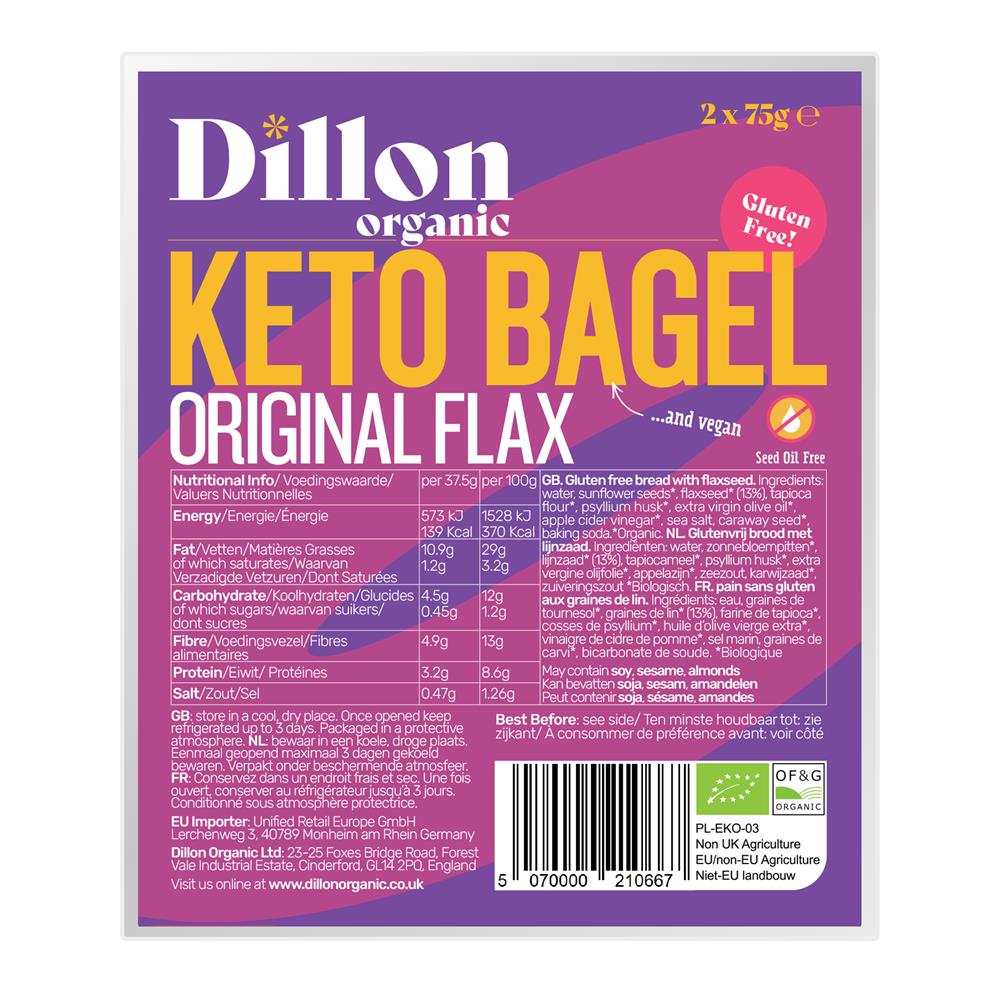 Dillon Organic Keto Bagel Original Flax - Earthfare Supermarket - 5070000210667