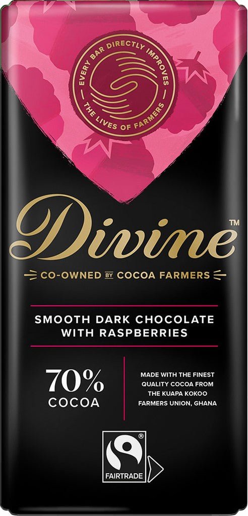 Divine Vegan Dark Chocolate with Raspberries 90g - Earthfare Supermarket - 5017397001935