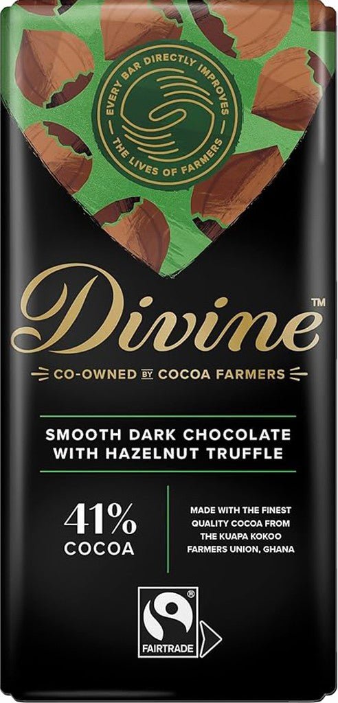 Divine Vegan Dark Smooth Hazelnut Chocolate Bar 90g - Earthfare Supermarket - 5017397002307