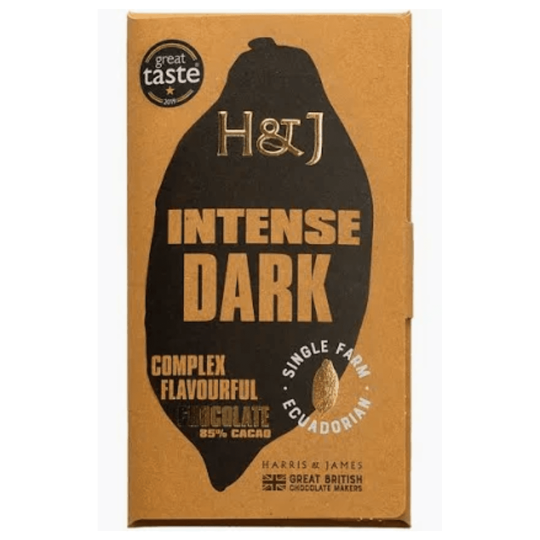 Harris and James Intense 85% Vegan Dark Chocolate Bar 86g - Earthfare Supermarket - 5060623840259