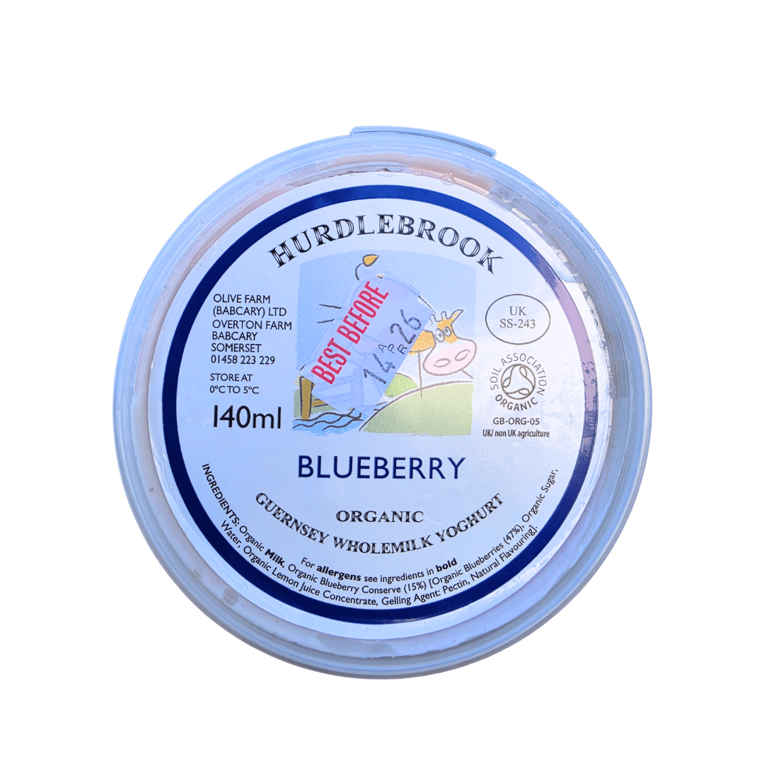 Hurdlebrook Organic Blueberry Yoghurt 140ml - Earthfare Supermarket - 5060157830368