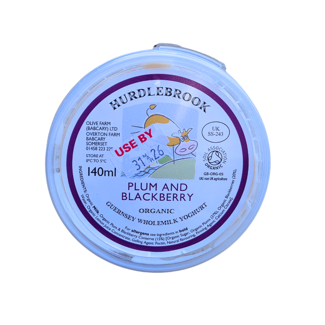 Hurdlebrook Organic Plum & Blackberry Yoghurt 140ML - Earthfare Supermarket - 5060157830429