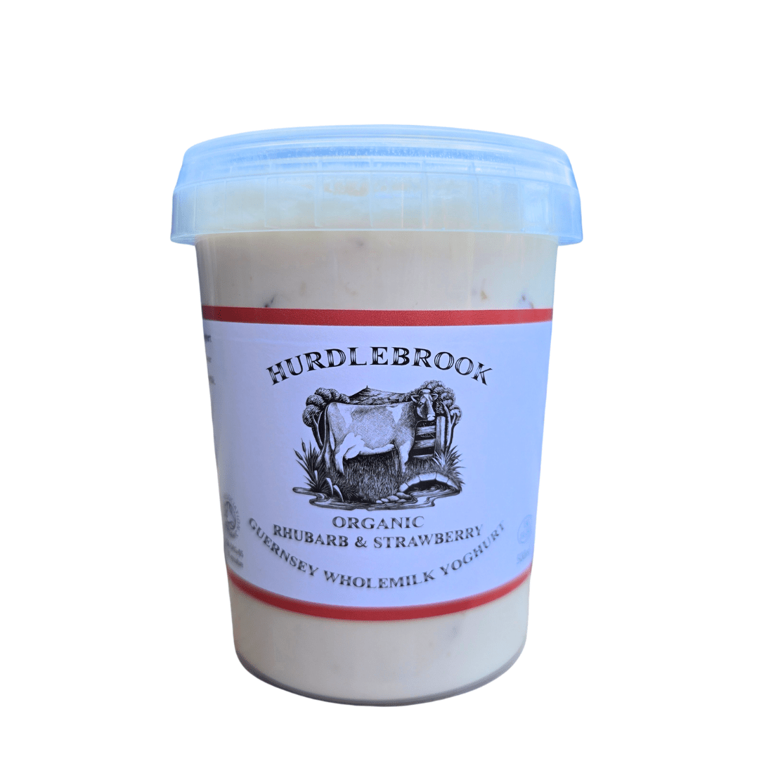 Hurdlebrook Organic Rhubarb and Strawberry Yoghurt 500ml - Earthfare Supermarket - 5060157830399
