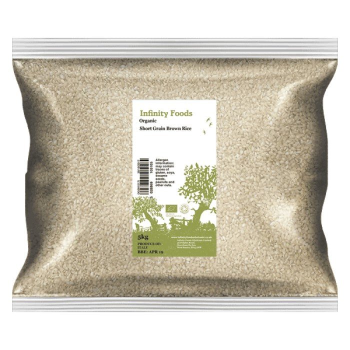 Infinity Organic Brown Rice Short Grain 5kg - Earthfare Supermarket - 5028869105105