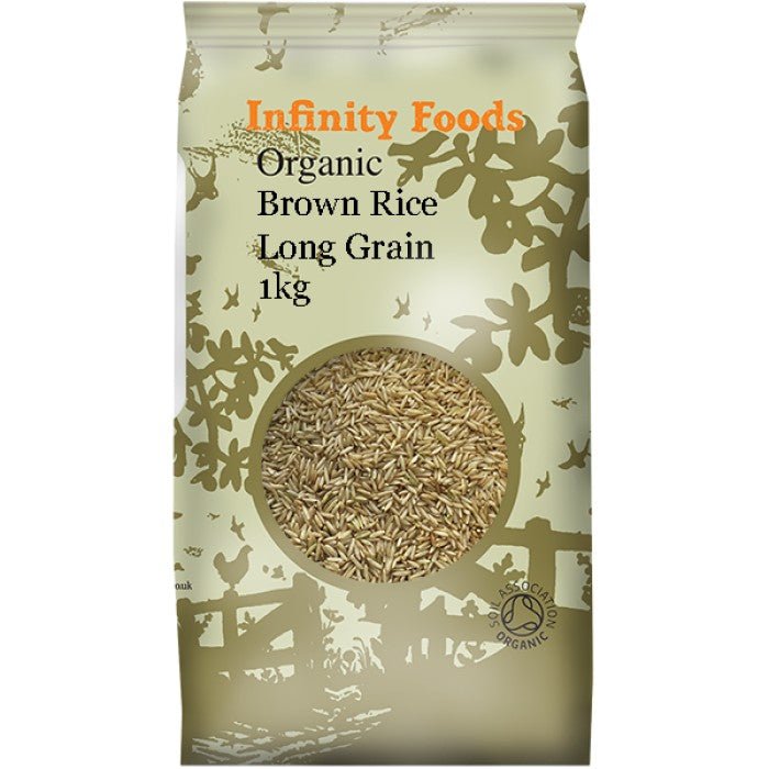 Infinity Organic Long Grain Rice Brown 1kg - Earthfare Supermarket - 5028869010256