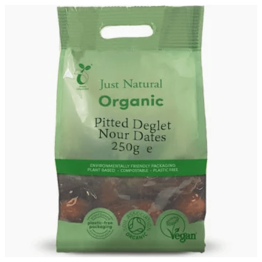 Just Natural Organic Pitted Deglet Nour Dates 250G - Earthfare Supermarket - 5055177534204