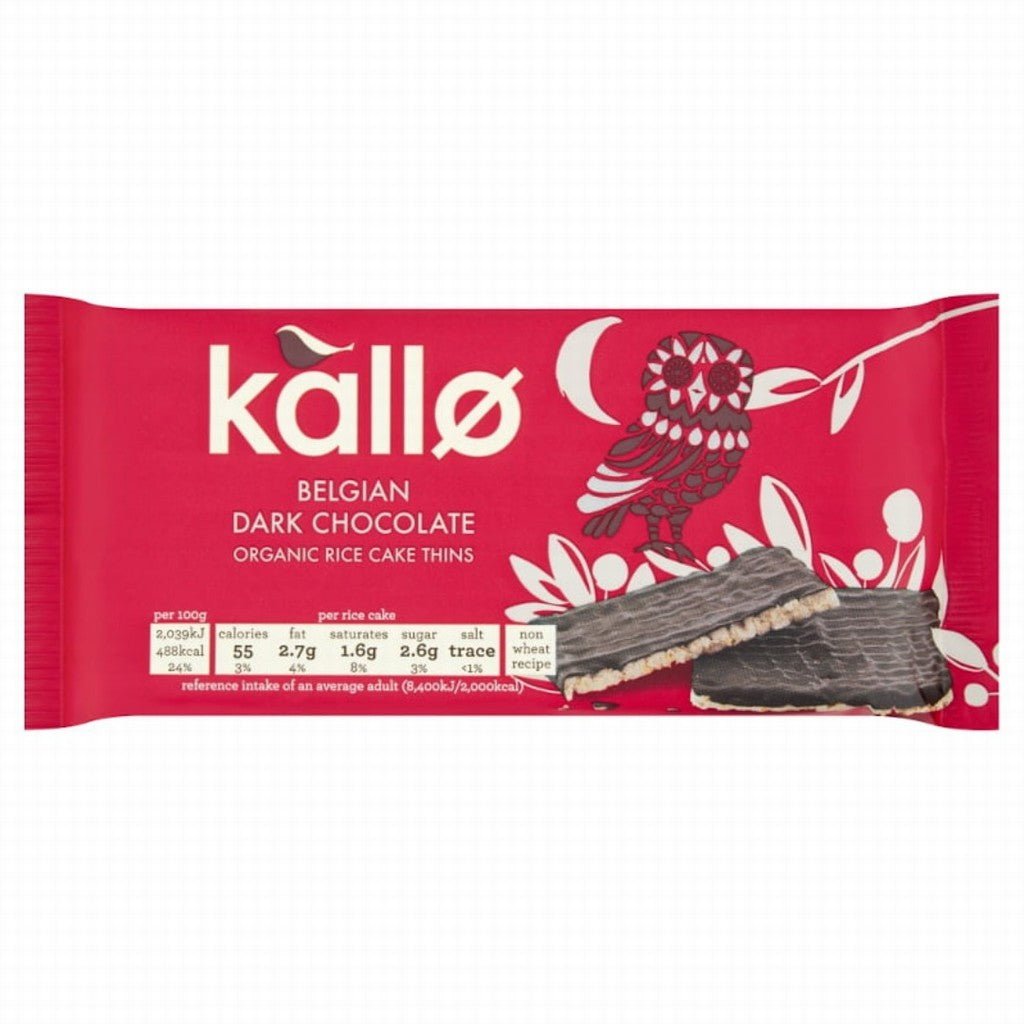 Kallo Organic Rice Cake Thins Belgian Dark Chocolate 75G - Earthfare Supermarket - 5013665117872