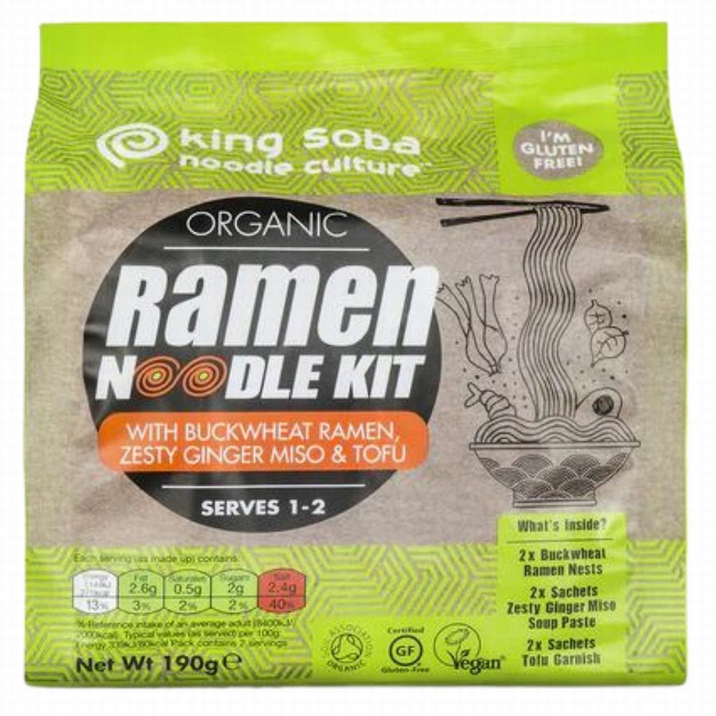 King Soba Organic Buckwheat Ramen Noodle Kit Ginger Miso & Tofu - Earthfare Supermarket - 619286813008