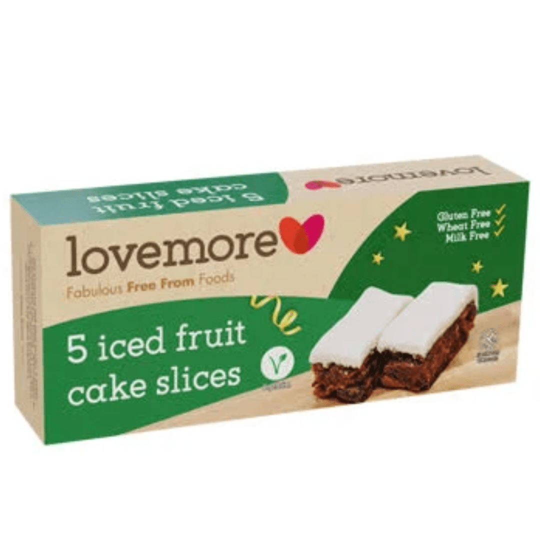Lovemore Gluten Free 5 Iced Rich Fruit Cake Slices 260g - Earthfare Supermarket - 5051777002587